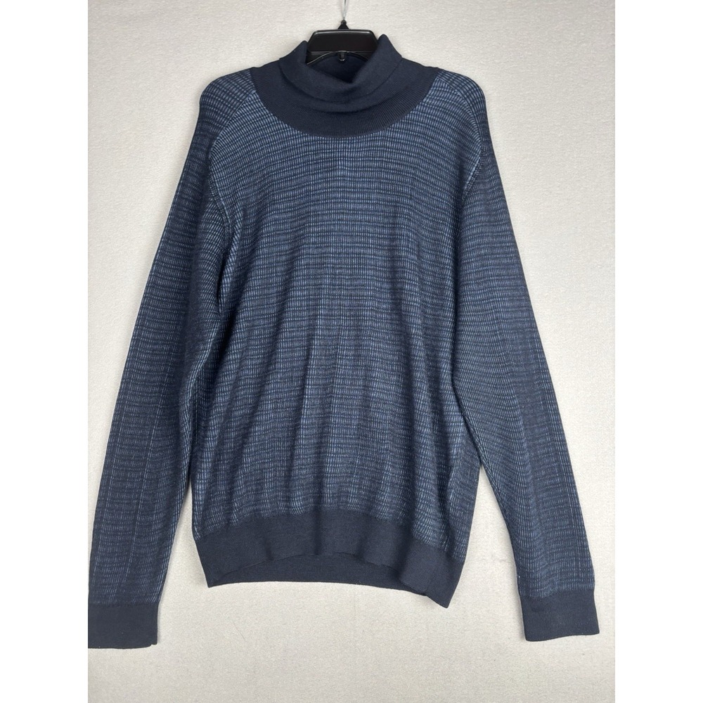 Robert Barakett Sweater Men's XL Blue Wool Turtleneck High neck 4245